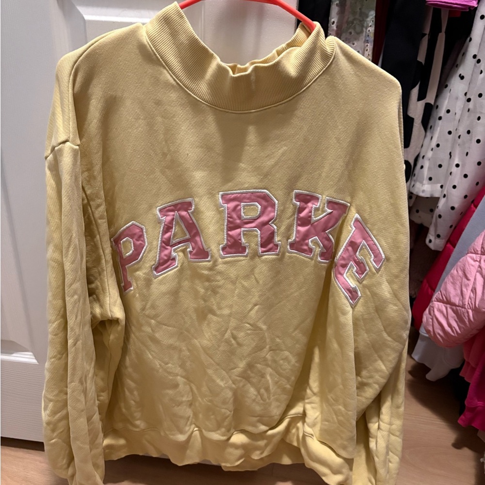 Parke Yellow Sweatshirt with Pink Accent